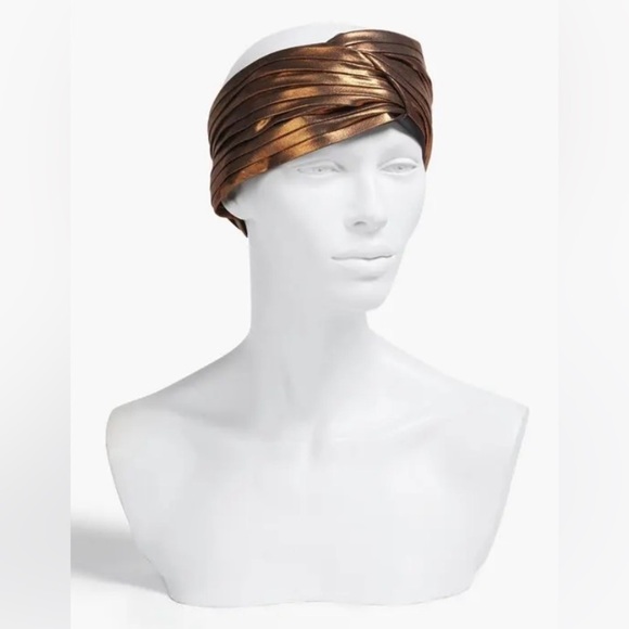 Eugenia Kim Azra Twisted Metallic Twill Bronze Turban Headband main image 4